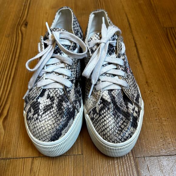 Superga gray cream snakeskin upper platform lace low top sneakers SIZE 7 - Picture 6 of 6